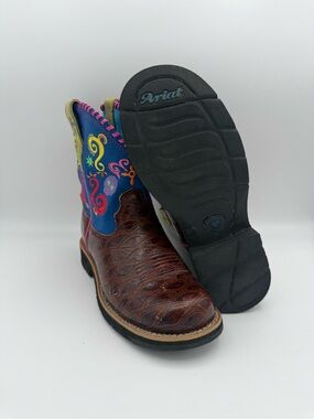 Kids Ariat Showbaby Fiesta Sugar Skull Blue Western Cowboy Cowgirl Boot Size 4